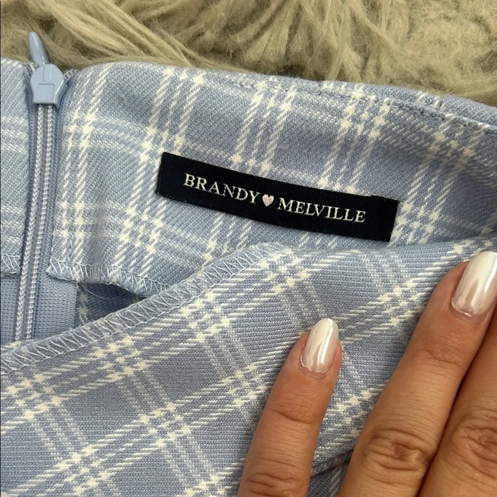 Brandy Melville Light Blue Plaid Mini Skirt NO LONGER SOLD - Picture 2 of 4